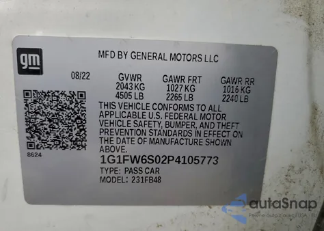 2023 Chevrolet Bolt Ev 1Lt from USA, damaged, VIN 1G1FW6S02P4105773